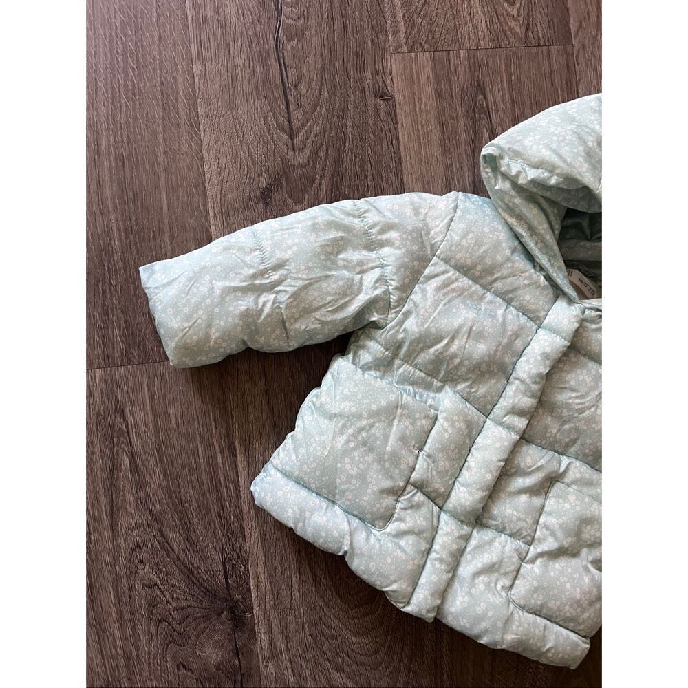 MNG Baby Girl Size 18 -24 Month Blue White Floral Snow Ski Rain Jacket - Picture 4 of 6